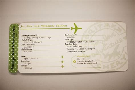 Plane Ticket Invitations Passport Programs And Luggage Tag Escort Cards All