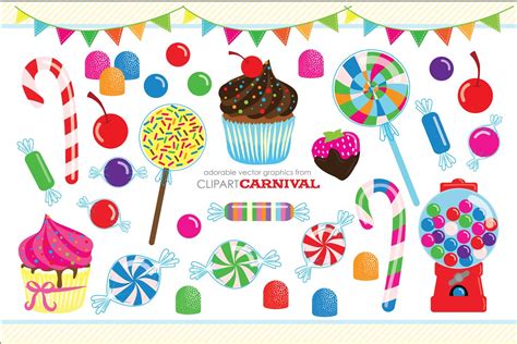 Cute Candy Coated Clipart Cupcakes Custom Designed Illustrations