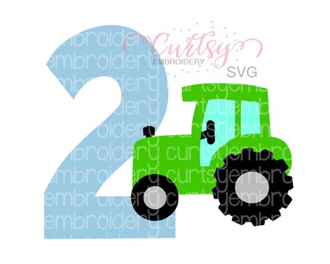 Download 2nd Birthday Farm Tractor SVG File - Curtsy Embroidery