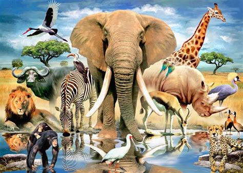 African Oasis Mural Wallpaper African Animals African Wildlife Wildlife