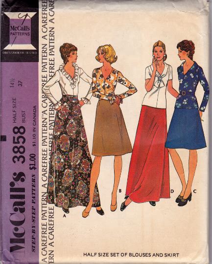 Mccalls 3858 Vintage Sewing Pattern Midi Skirt Maxi Skirt And Blo