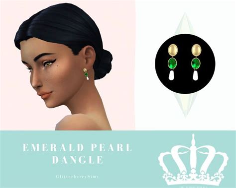 Emerald Pearl Dangle Glitterberry Sims Pearl Dangles Sims Sims 4