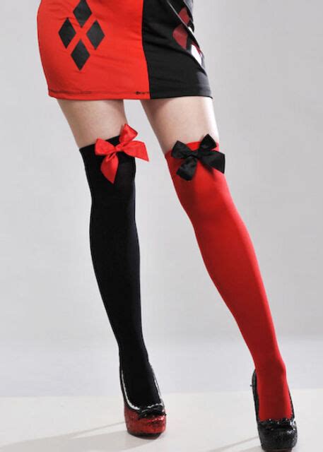 Womens Red And Black Harley Quinn Stockings Günstig Kaufen Ebay