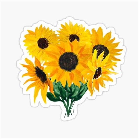 Painted Sunflower Bouquet Sticker For Sale By Ilzesgimene Redbubble
