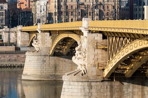 Margaret Bridge Or Margit Hid Over Danube River In Budapest Hungary