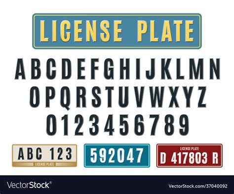 License Car Plates Font Embossed Latin Alphabet Vector Image