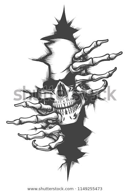 Find Human Skull Peeping Through Hole Drawn Stock Images In Hd And
