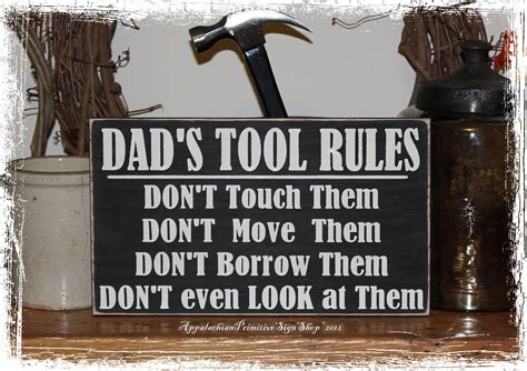 Dads Tool Rules Wood Sign Home Decor Great Fathers Day