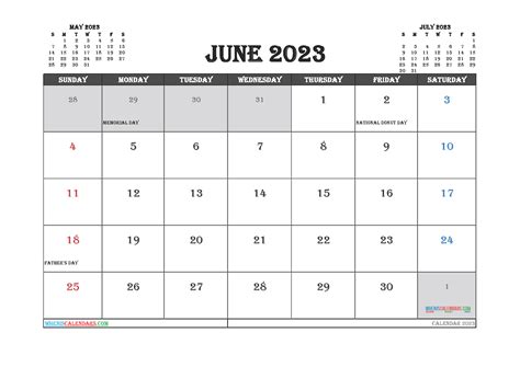 Free Editable June 2023 Calendar 3 Month Template