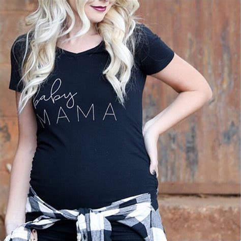 Maternity Pregnancy Clothes Tops Tees Letter Pattern Summer Pregnant