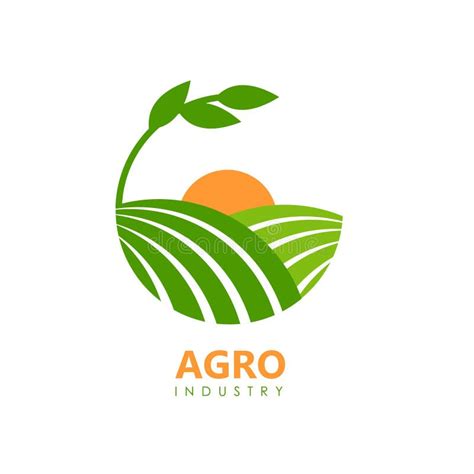 Green Agro Logo With Fields And Leaves Stock Illustration