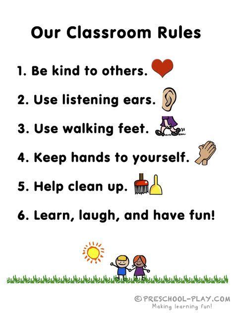 Free Preschool Classroom Rules Printable Preschool