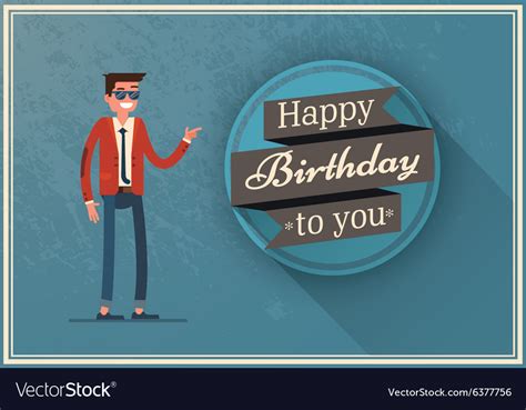 Birthday Card With A Happy Man Royalty Free Vector Image