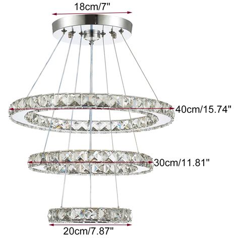 Dixun Led Chandeliers Modern Crystal 3 Rings Ceiling Lighting Fixture
