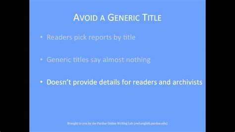 To cite a website or online article in apa style, you need the author, title, date, website name, and url. Purdue OWL: Title Page for Reports - YouTube