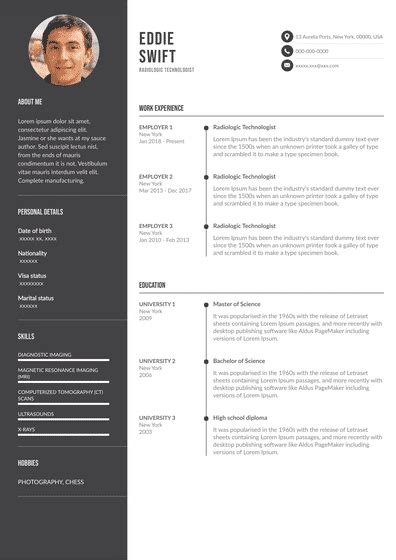 Sample Of Radiologic Technologist Resume  Resume Example