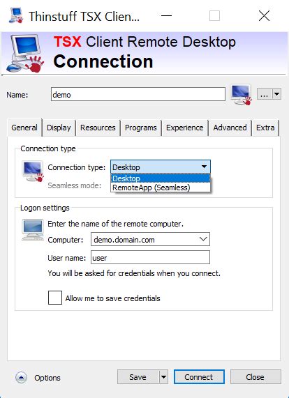 Connect and control your computer (remotely access) from other computers over the network. TSX Client - Remote Destkop Client alternative - Thinstuff