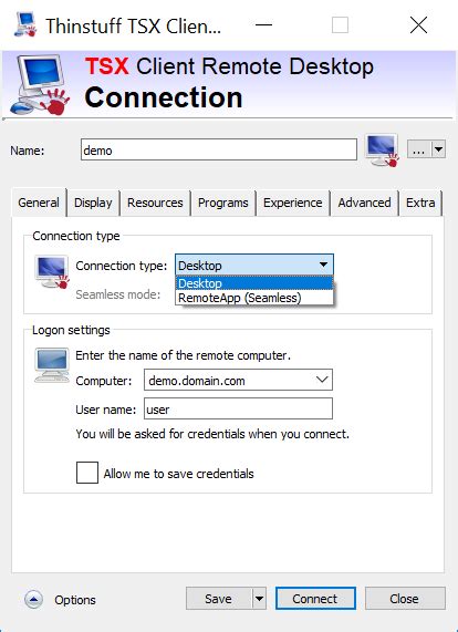 Restrict remote desktop services users to a single remote desktop services session = disabled. TSX Client - Remote Destkop Client alternative - Thinstuff
