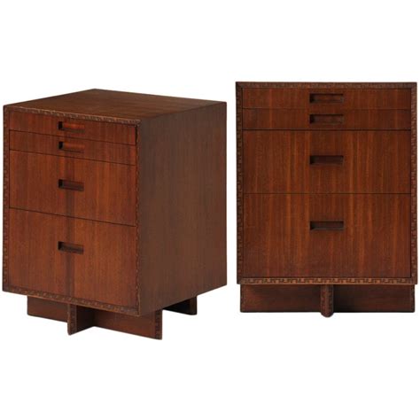 Wright thought a building as art both inside and out and, therefore, embellishments such as furniture and fixtures belonged to the entire design. Night Stands By Frank Lloyd Wright at 1stdibs