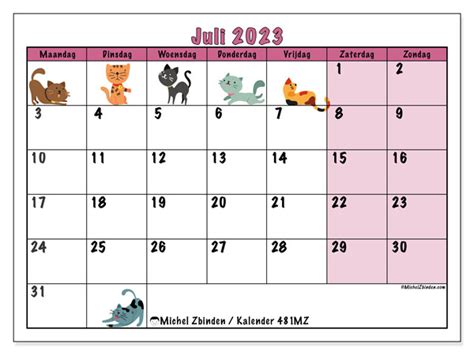 Kalender Juli 2023 Om Af Te Drukken “481mz” Michel Zbinden Nl