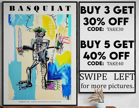 Jean Michel Basquiat Warrior 1982 Quality Art Print Etsy Uk