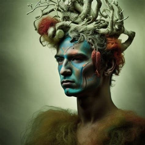 Profile Beautiful Male Masculine Dryad Nature Spirit Facepaint By Android Jones By Giger By