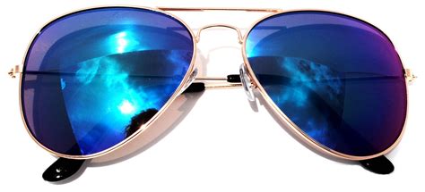 Classic Aviator Sunglasses Metal Frame Gold Full Mirror Bluegreen Lens