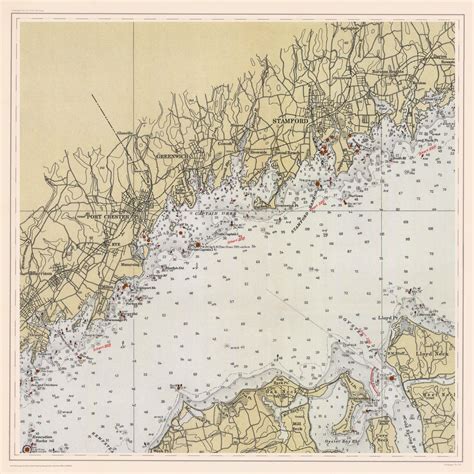 Long Island Greenwich Harbors Map 1934 Hullspeed Designs
