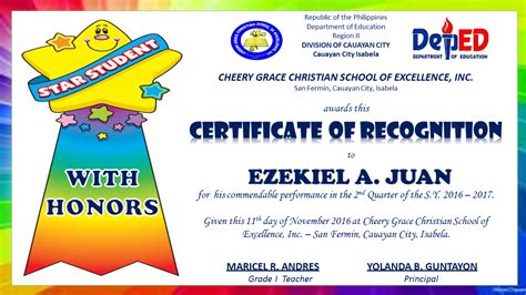 Ribbon designs for recognition day. CERTIFICATE+WITH+HONORS.png (1280×720) | Certificate of ...