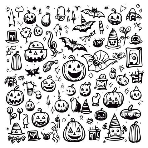 Frame Made Of Halloween Doodle Elements A Set Of Halloween Doodles