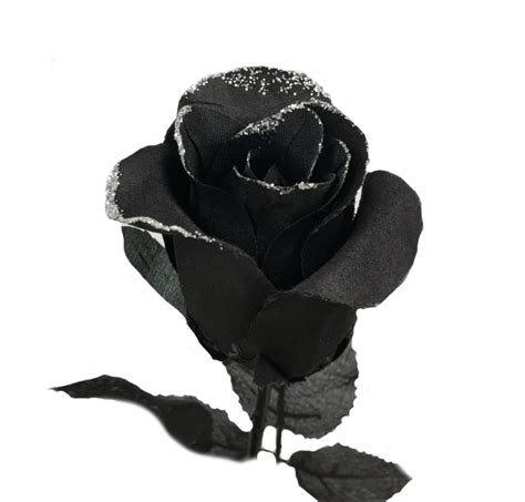 Pack Of 20 Long Stem Black Rose With Glitter Trim Centerpiece Etsy