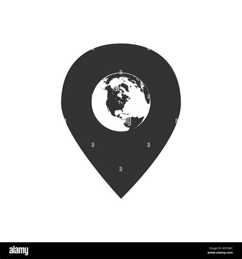 Mundo Interior Pin Icono Vectoriales Mapa Mundial Puntero Ilustración