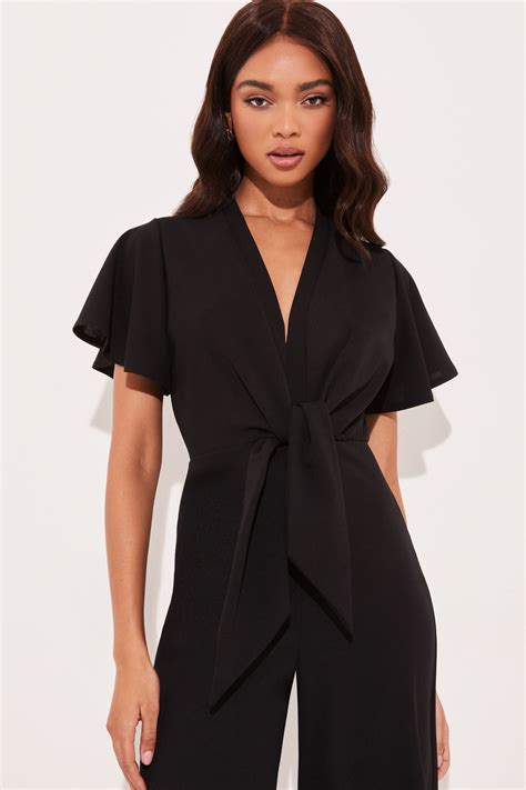 buy lipsy flutter sleeve v neck tie front wide leg jumpsuit from next australia