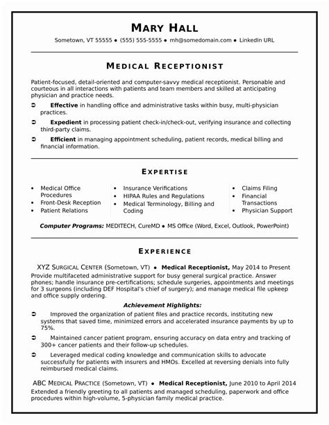 Medical Assistant Resume Template Best Of Medical Receptionist Resume Sample Medical Assistant