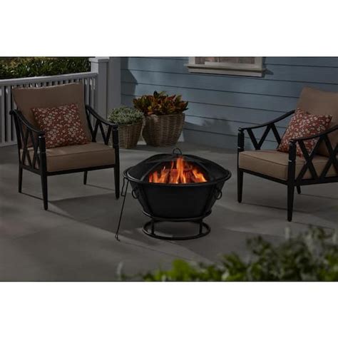 Hampton Bay 30 In Outdoor Cast Iron Steel Wood Burning Black Fire Pit Ft 62480 The Home Depot