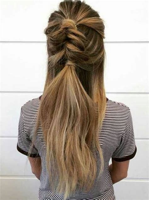 Half Updo With Messy Fishtail Hairstyles Haircuts Ponytail Hairstyles