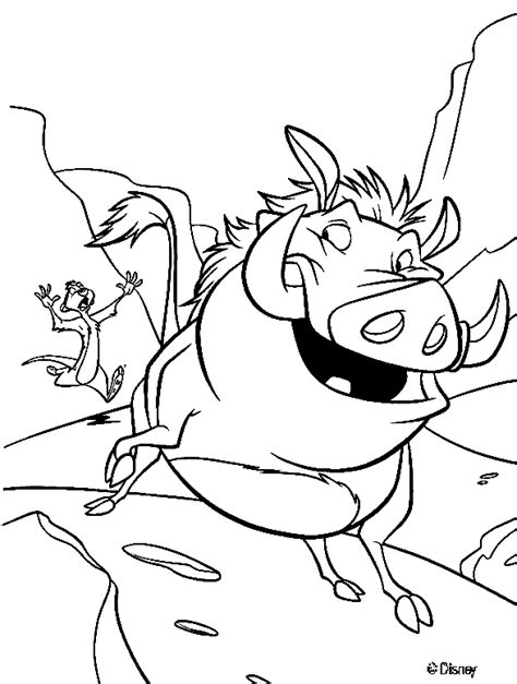 Timon Chasing Pumbaa Coloring Page Free Printable Coloring Pages