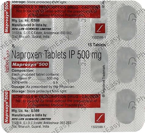 Naprosyn 500 Mg Tablet 15 Uses Side Effects Price And Dosage Pharmeasy