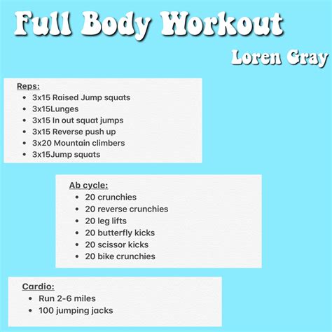 Full Body Workout Routine Full Body Workout Routine Model Workout