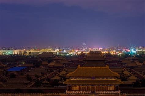 Night View Of Beijing Skyline From The Jingshan Park Stock Image