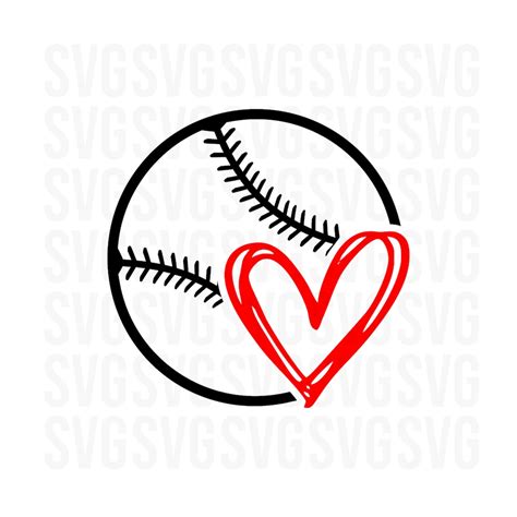 Baseball With Heart Svg Baseball Love Svg Baseball Season Etsy