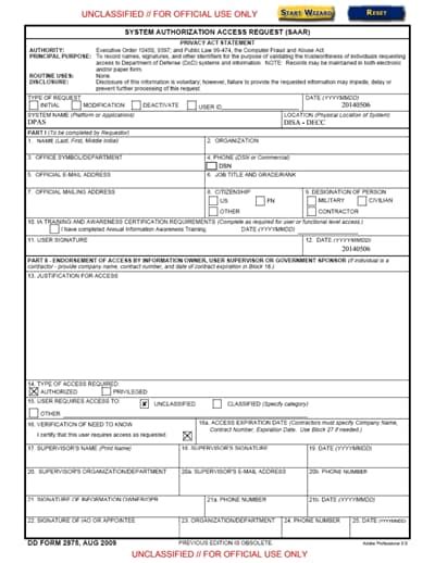 Dd Form 2875 Free Download Create Edit Fill And Print