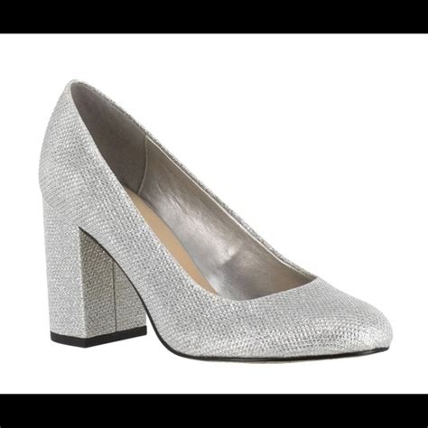 Bella Vita Shoes Nwb Bella Vita Silver Glitter Block Heel Pump