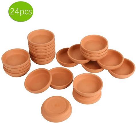 24pcs Terra Cotta Saucer 32 Inch Small Mini Clay Pots Tray Suitable