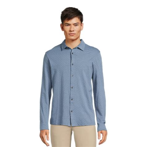 George Mens Knit Button Down Shirt With Long Sleeves Sizes S 3xl