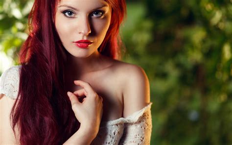 Red Haired Woman Wearing White Dress Hd Wallpaper Wallpaper Flare