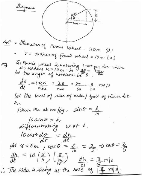 calculus Ferris wheel related rates question Mathematics Stack Exchange