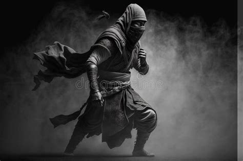 Ancient Traditional Chinese Assassin Ninja In Black Clothes Dark