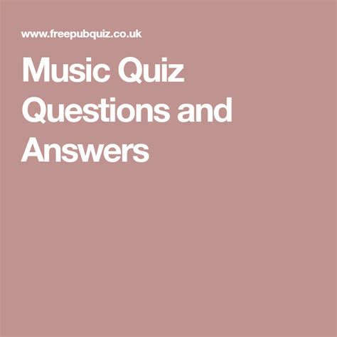 Quiz Questions And Answers Question And Answer Pub Music Pub Quizzes