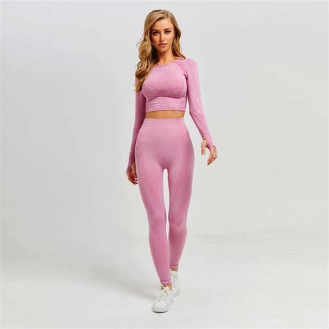women seamless workout set yoga co ord fitness leggings and cropped shirts perfect booty
